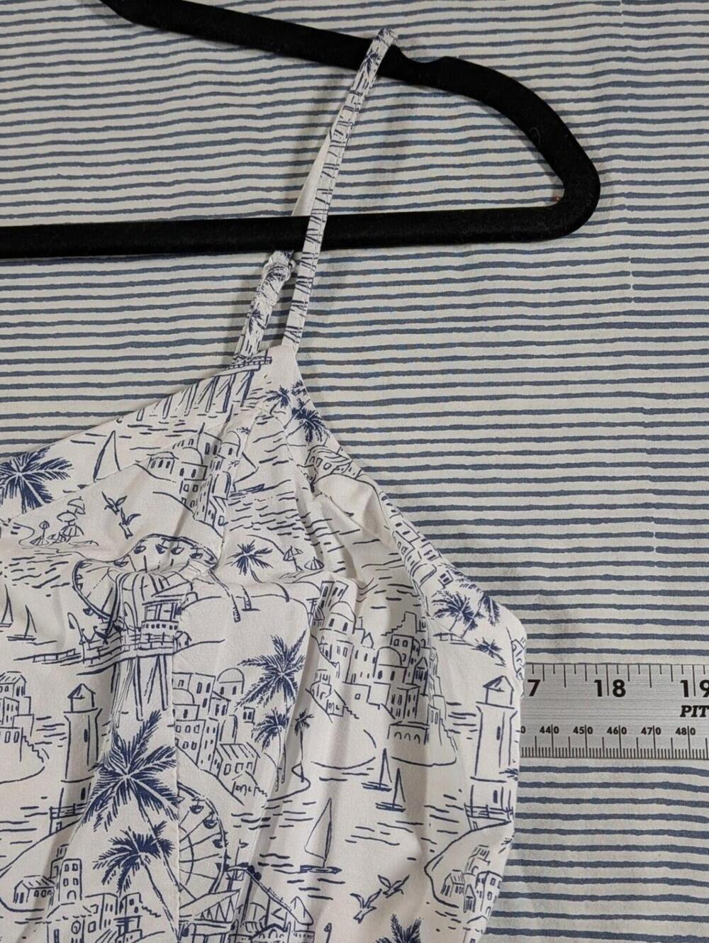 Old Navy $59 Large Blue White Coastal Toile Print Cami Smocked Back Dress - Picture 13 of 14